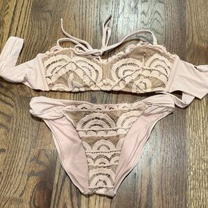PQ Swim Lace Bikini in Blush Pink.  Worn once small